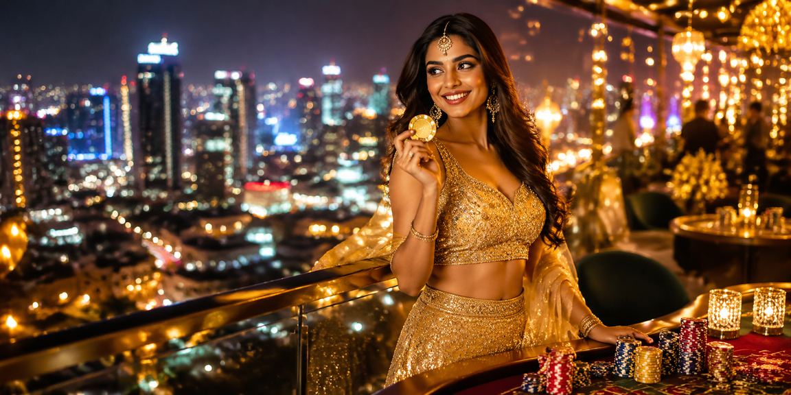 Indian woman enjoying a safe and stylish casino atmosphere